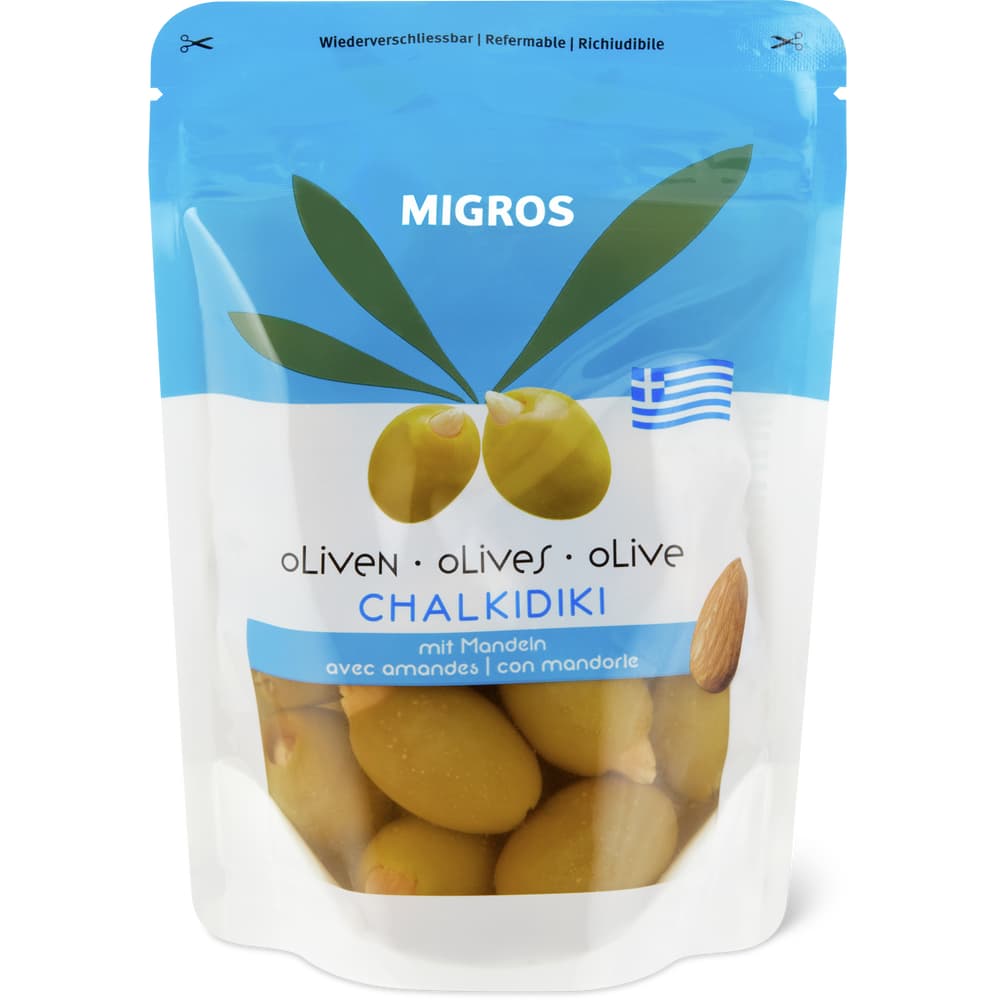Migros Griechische Oliven Chalkidiki gefüllt mit Mandeln