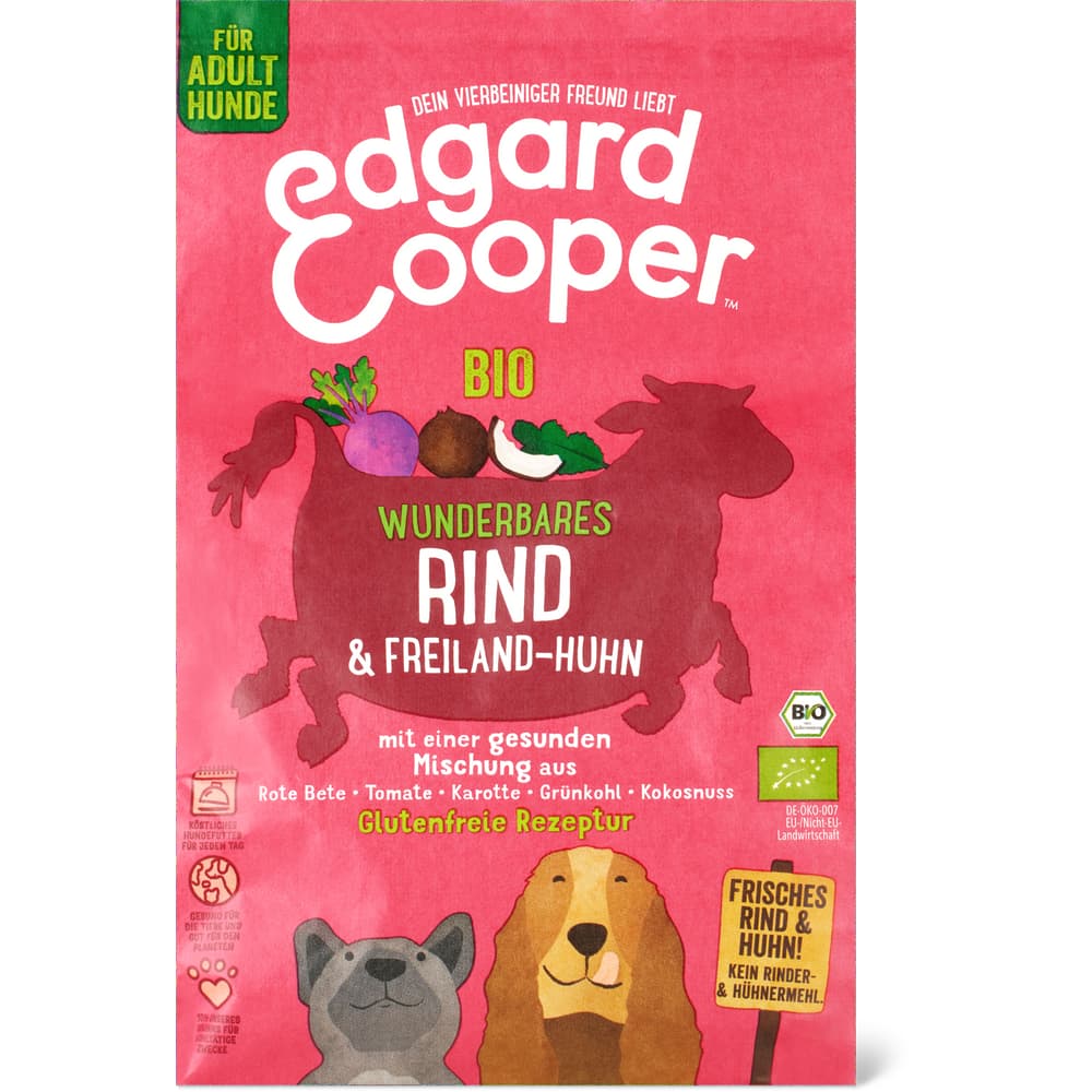 Edgard & Cooper Adult Bio Trockenfutter für Hunde Rind und Huhn