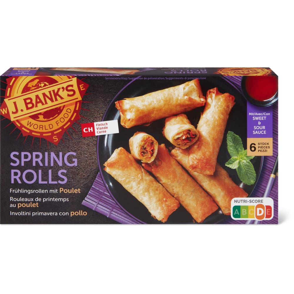 J.Bank's Frühlingsrollen mit Poulet und Gemüse mit Sweet & Sour Sauce - 6 Stück