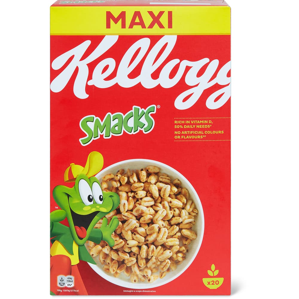 Kellogg's Smacks Knuspriger Weizen mit Vitaminen und Eisen.