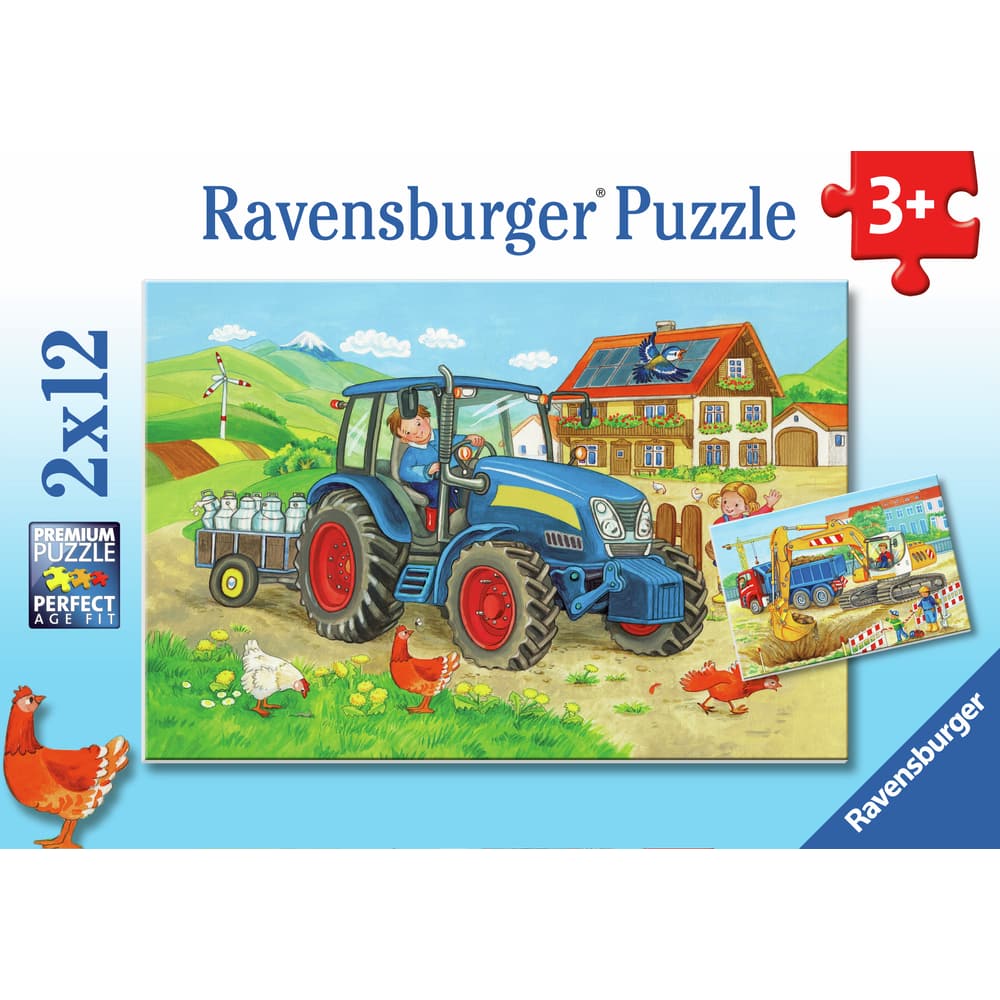 Ravensburger Puzzle Baustelle und Bauernhof 2x12 Teile