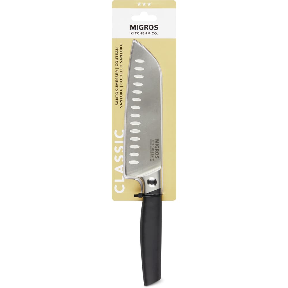 Migros Kitchen & Co. Santokumesser schwarz, Edelstahl, 17 cm