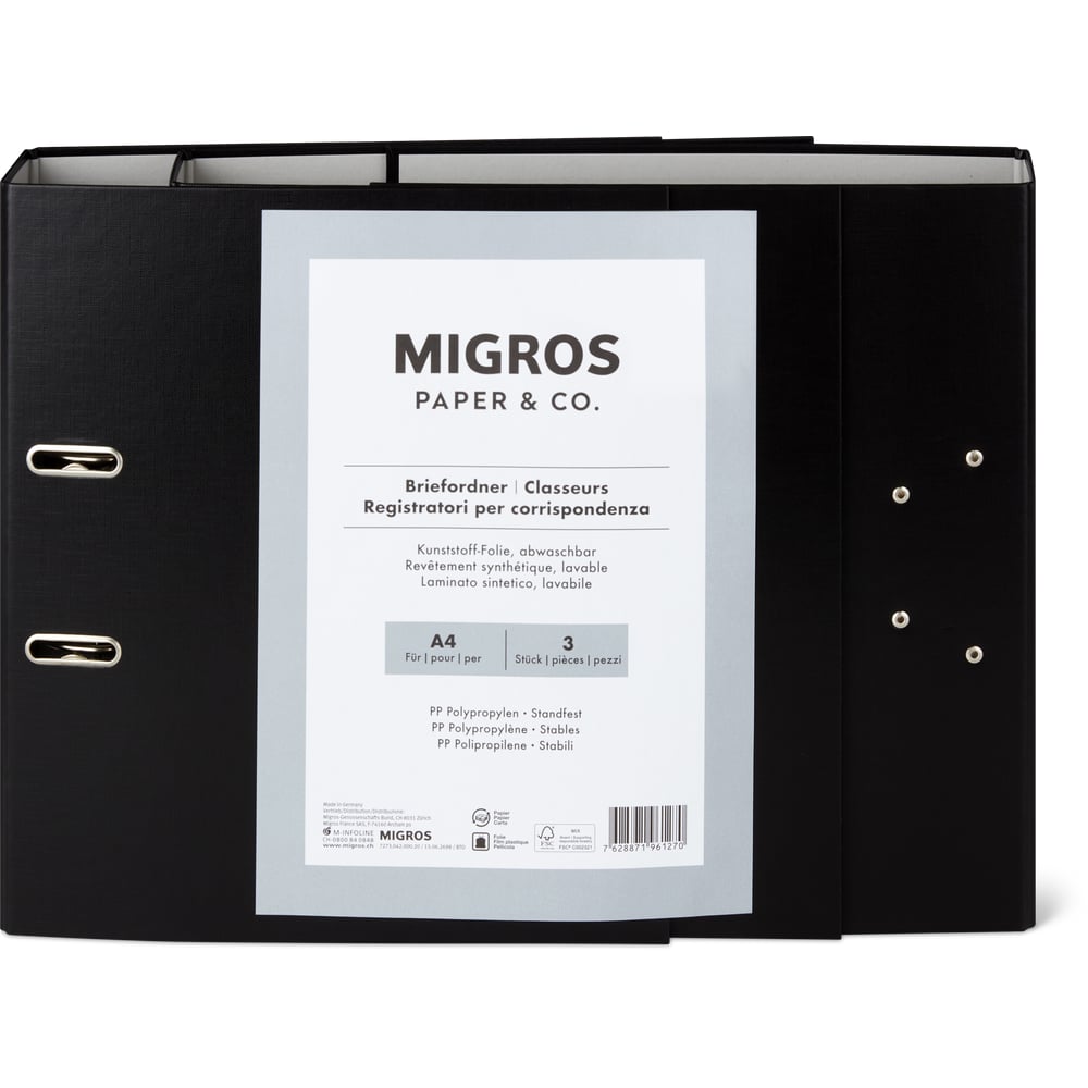 Migros Paper & Co. Briefordner 7 cm, schwarz