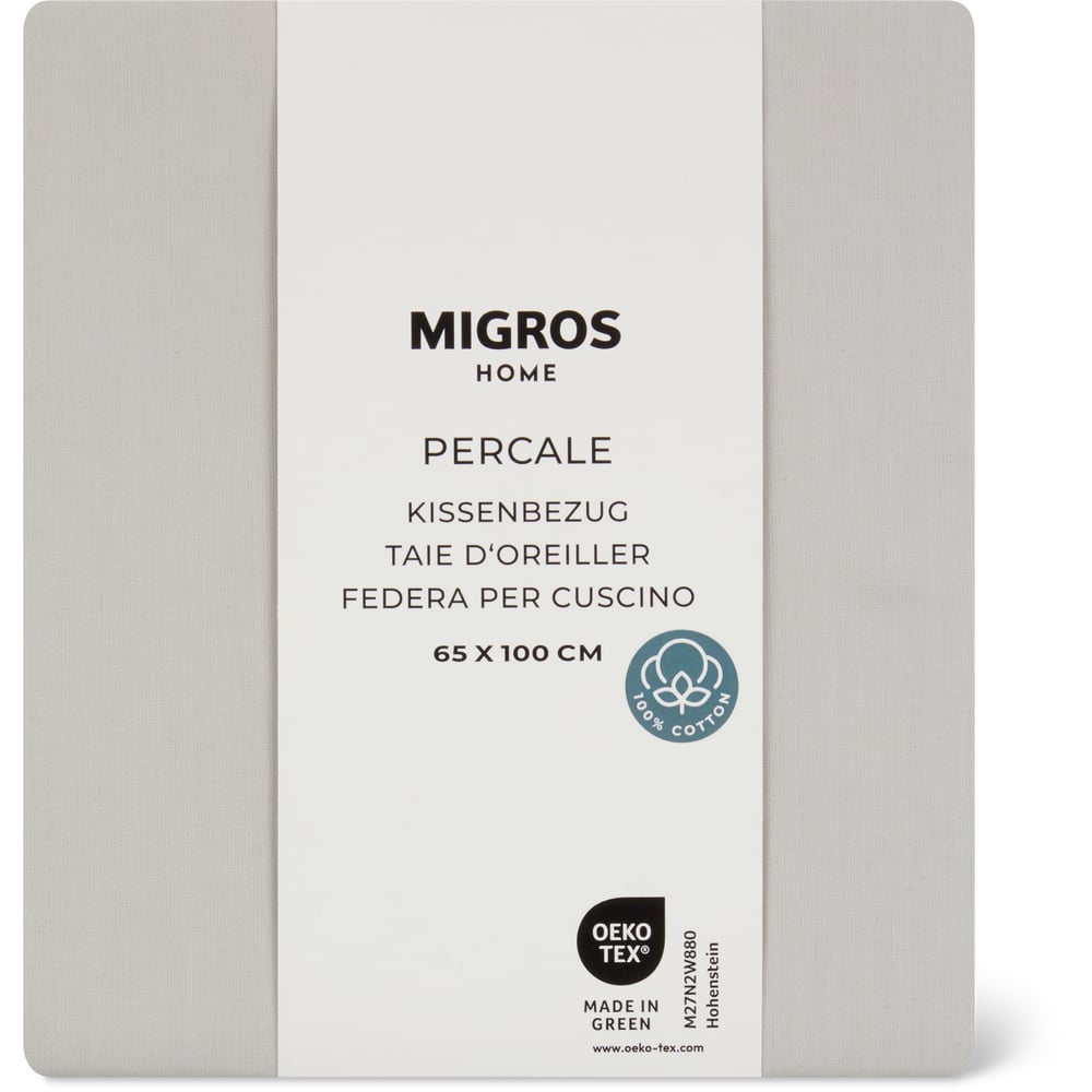 Migros Home Kissenbezug Percale 65x100cm, hellgrau