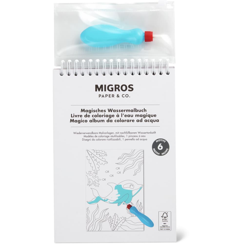 Migros Paper & Co. Malbuch 6 Motive, magisches Wasser