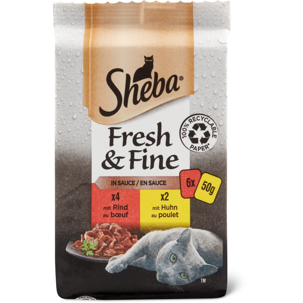 Sheba Fresh & Fine Häppchen in Sauce Huhn & Rind