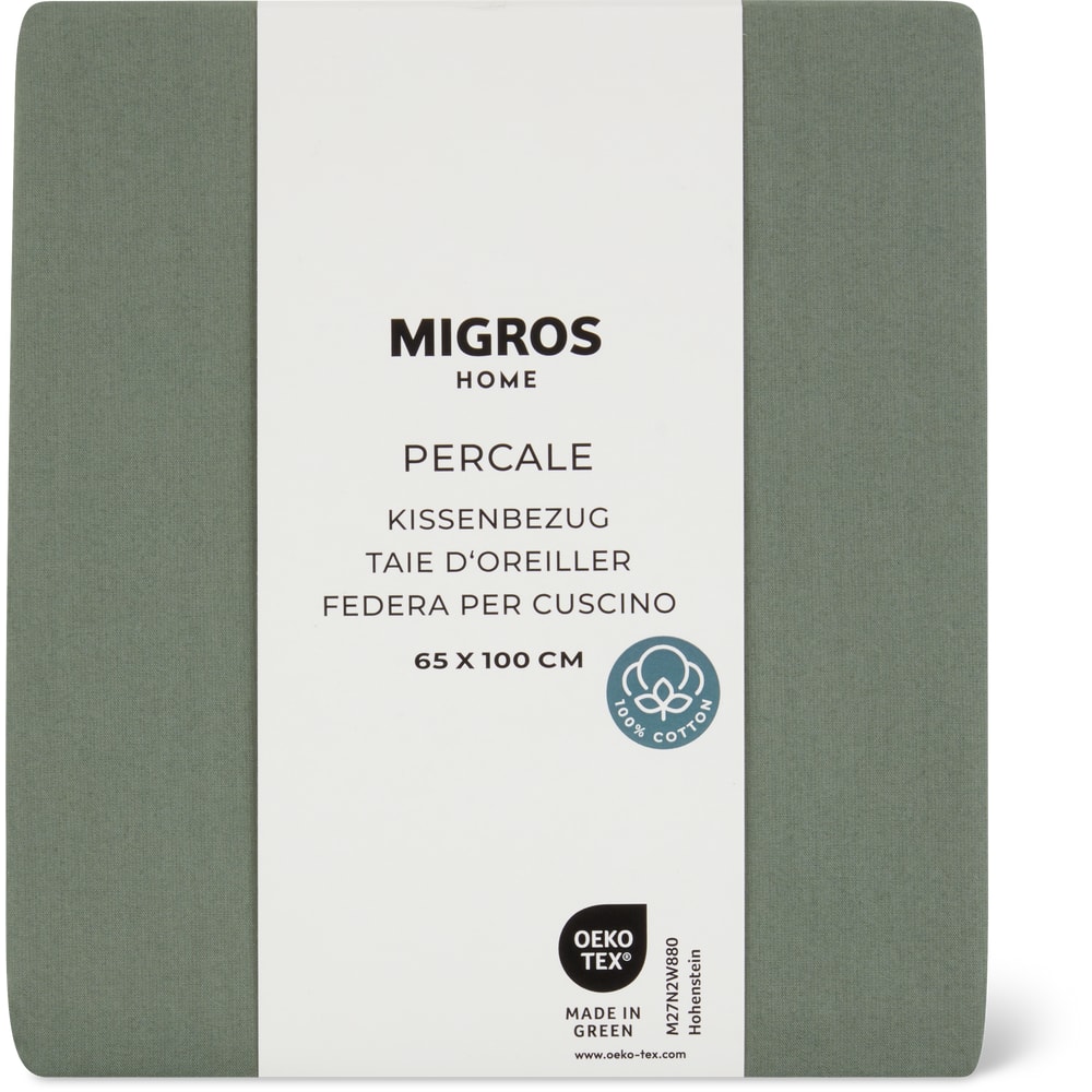 Migros Home Kissenbezug Percale 65x100cm, grün
