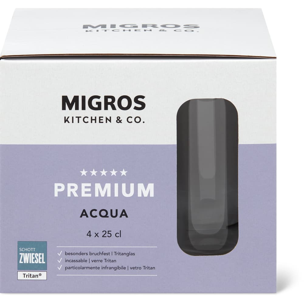 Migros Kitchen & Co. Wasserglas Premium Acqua Transparent, 25cl
