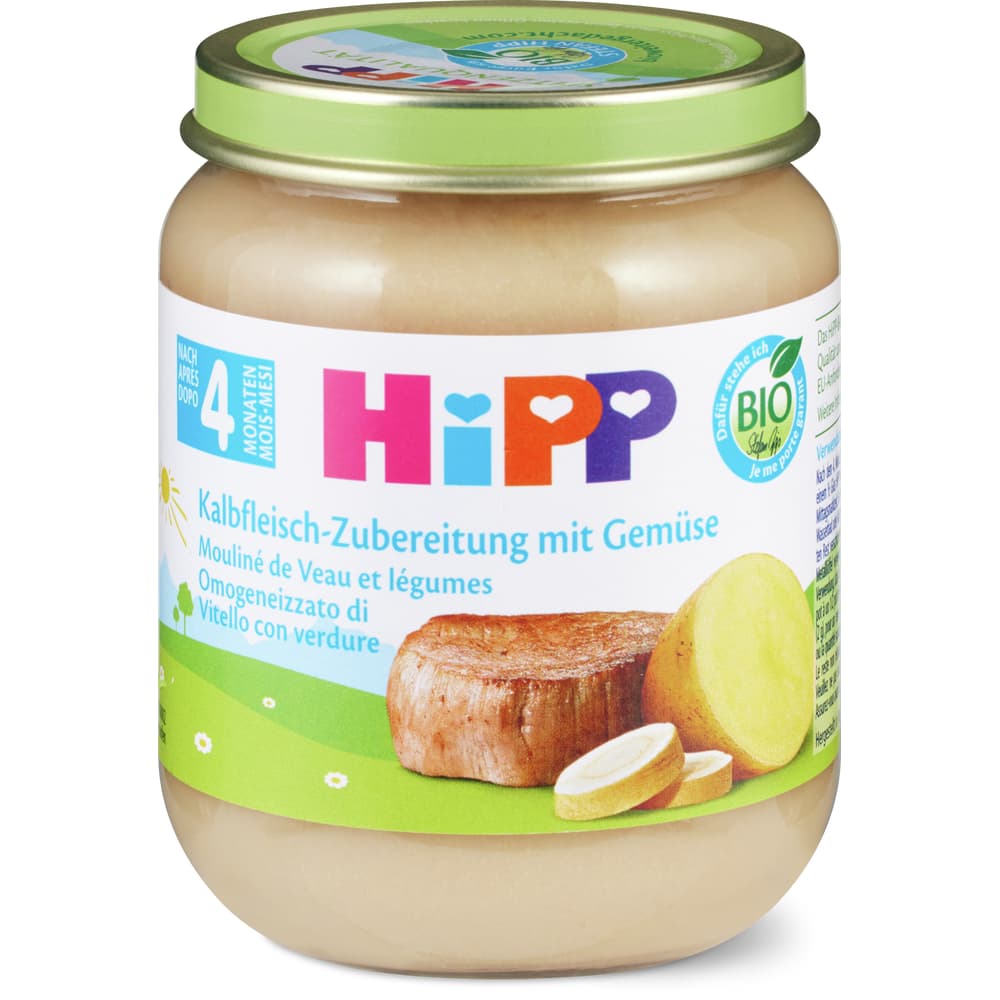 HiPP Bio Babygläschen mit Zubereitung aus Kalbfleisch & Gemüse Nach 4 Monaten