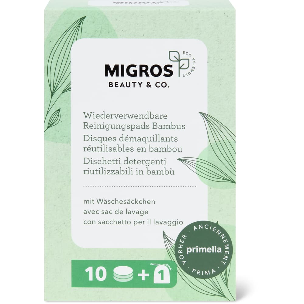 Migros Beauty & Co. Eco Bambus Pads waschbar mit Wäschesäckchen