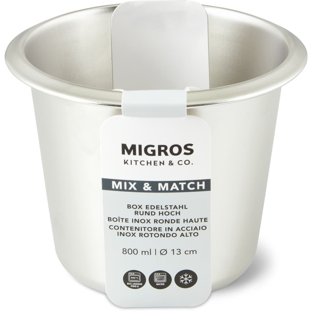 Migros Kitchen & Co. Box Edelstahl hoch rund, 0.8l