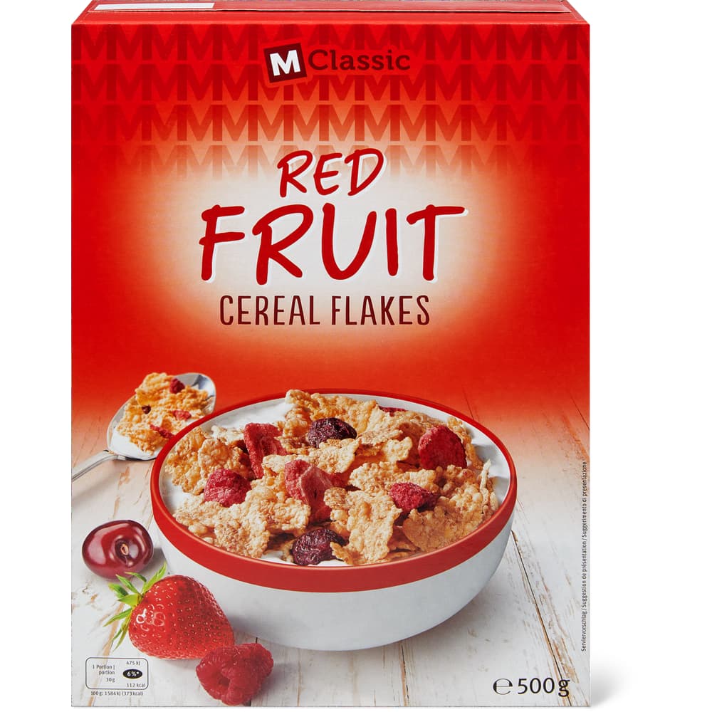 M-Classic Flakes aus Reis und Weizen mit Früchten, 8 Vitaminen und Eisen