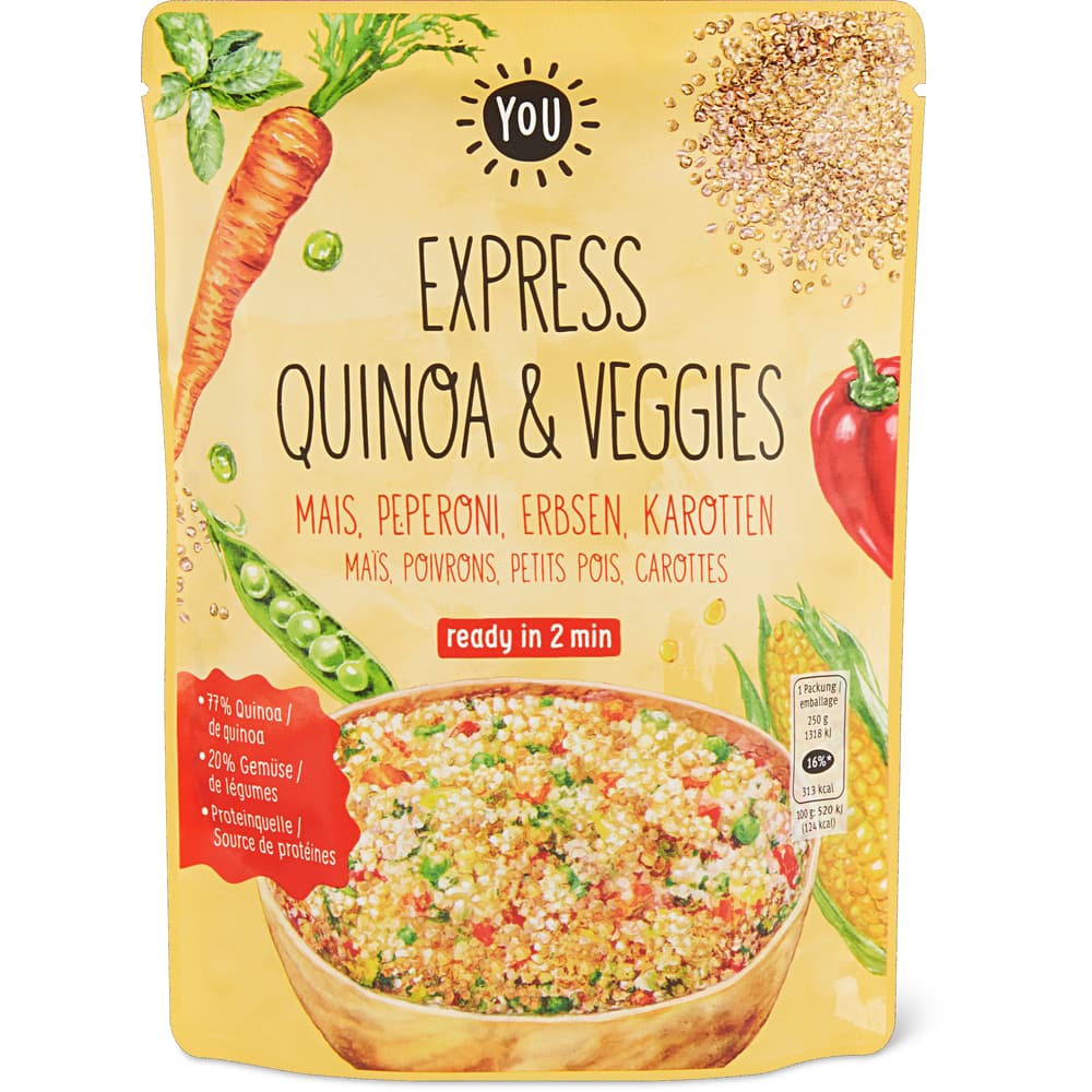 You Quinoa und Gemüse Mais, Peperoni, Erbsen, Karotten