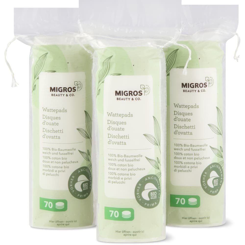 Migros Beauty & Co. Eco Wattepads Trio 100% Bio Baumwolle, weich & fusselfrei