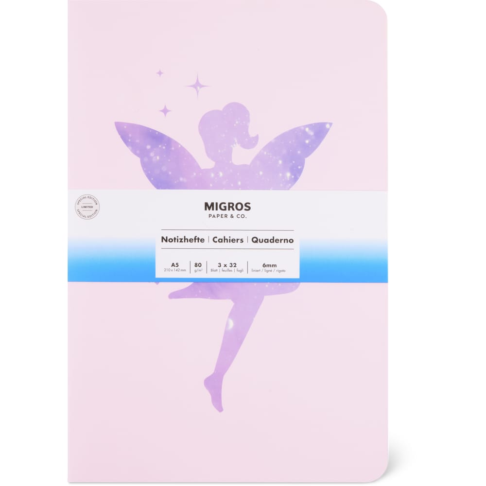 Migros Paper & Co. Notizbuch-Set A5, liniert, Fairy