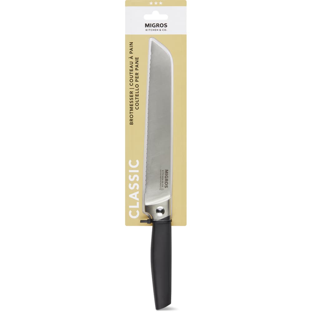 Migros Kitchen & Co. Brotmesser schwarz, Edelstahl, 22 cm