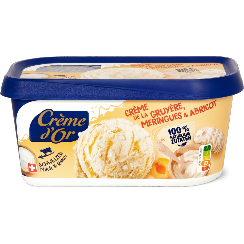Crème d'Or Rahmglace Gruyèrerahm, Meringues & Aprikose