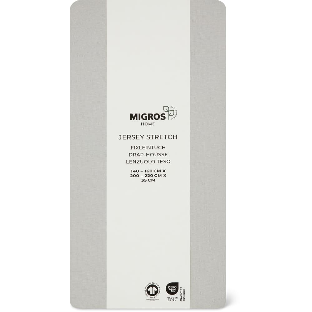 Migros Home Fixleintuch Jersey Stretch 140-160x200-220x35cm, hellgrau