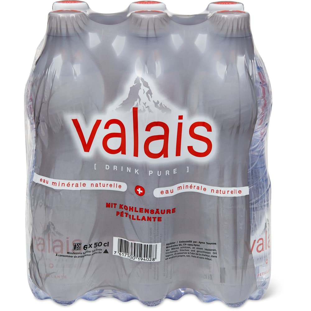 Valais Mineralwasser Aus der Region, mit Kohlensäure