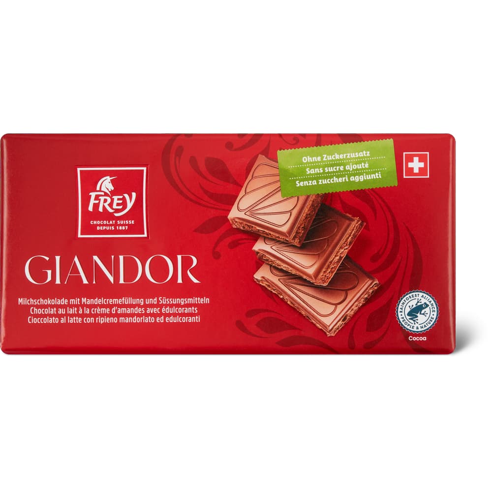 Frey Giandor Milchschokolade Mandelcremefüllung, ohne Zuckerzusatz