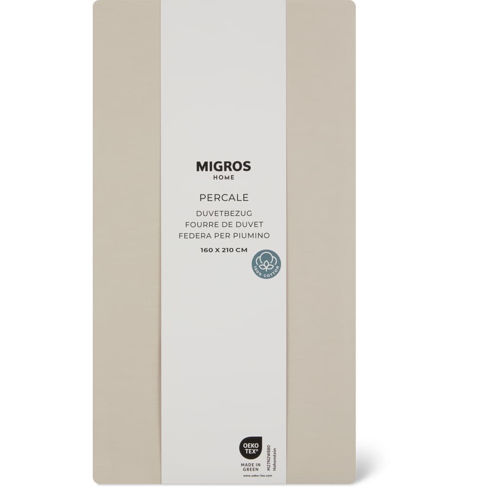 Migros Home Duvetbezug Percale 160x210cm, beige