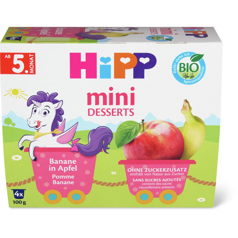 Hipp Banane in Apfel Brei Bio, in Becher, nach 4 Monaten, ohne Zuckerzusatz