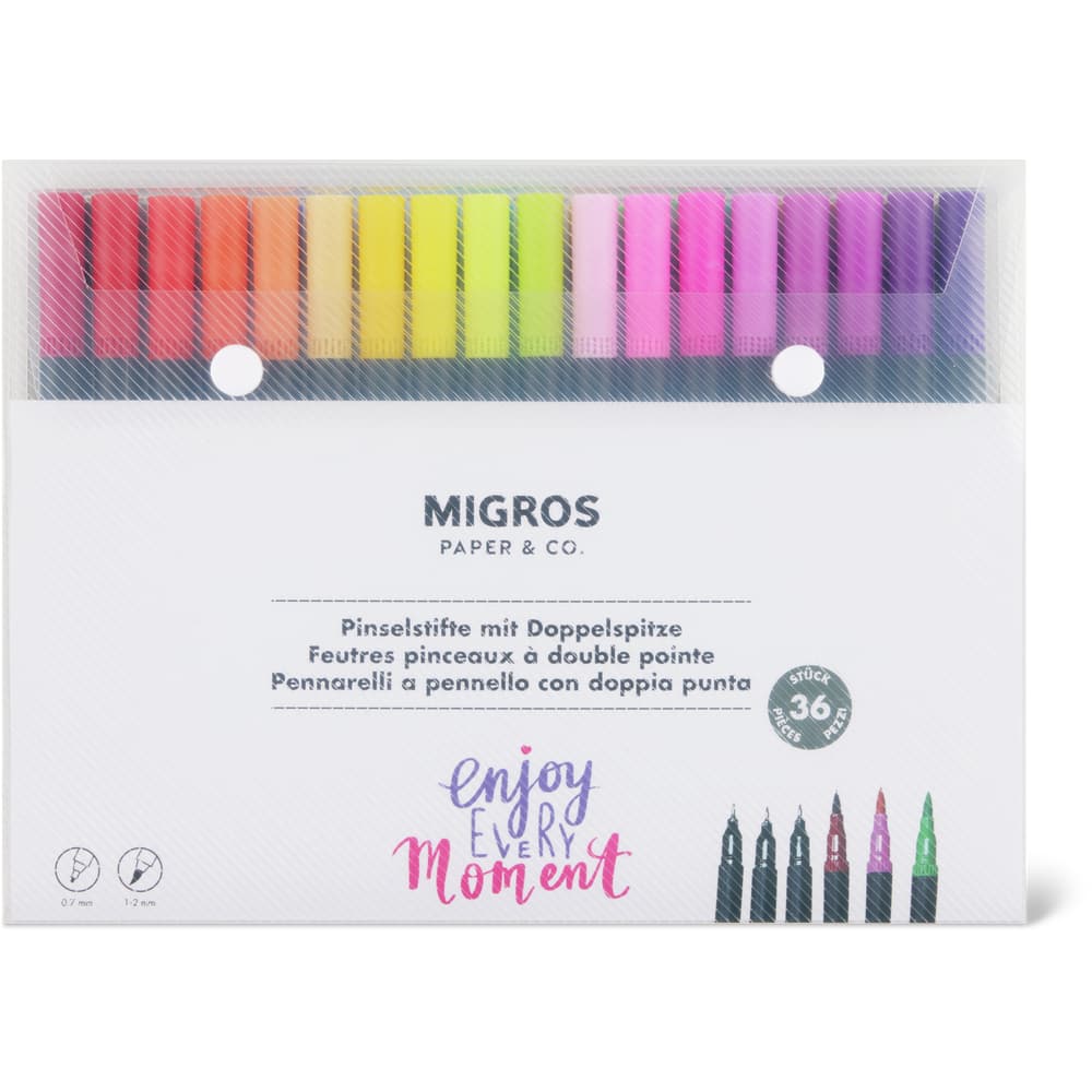 Migros Paper & Co. Pinstelstifte-Set 36 Stück, Doppelspitze