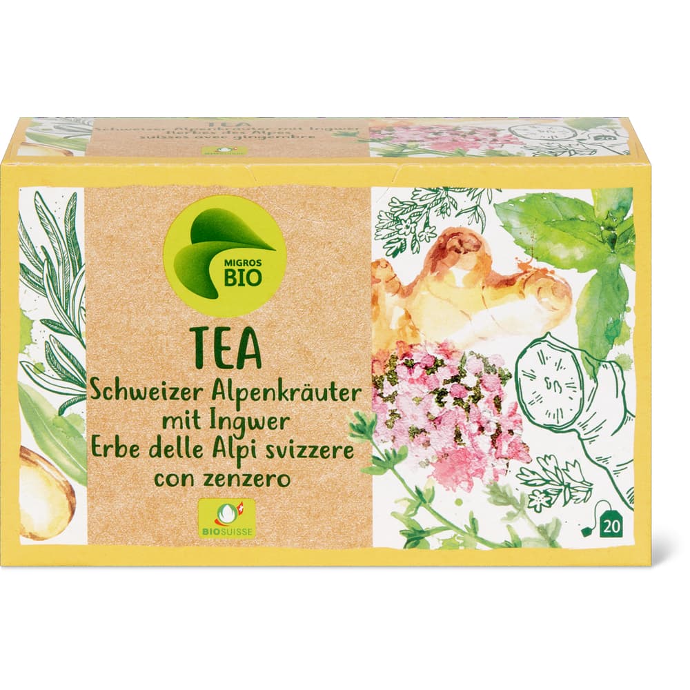 Migros Bio Tee Schweizer Alpenkräutertee un Ingwer