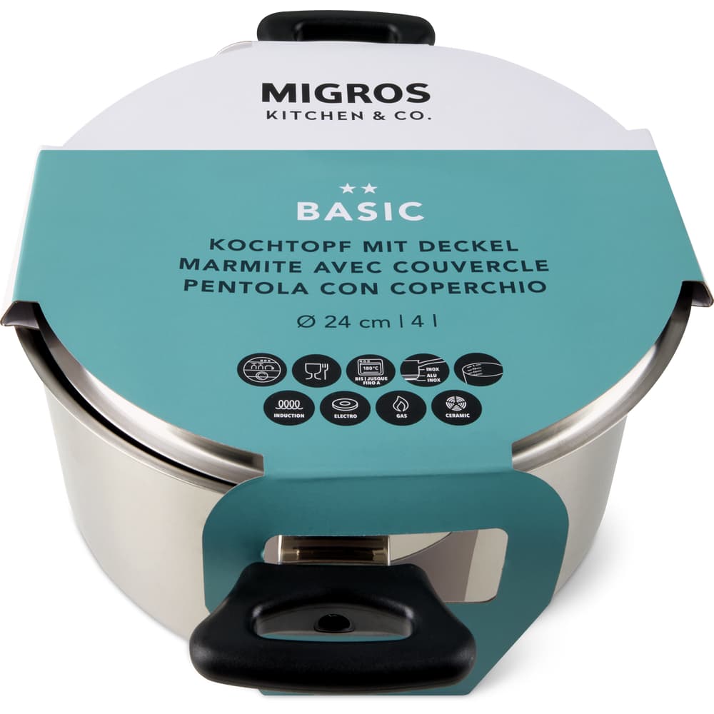 Migros Kitchen & Co. Basic Kochtopf mit Deckel Ø 24 cm, 4 L