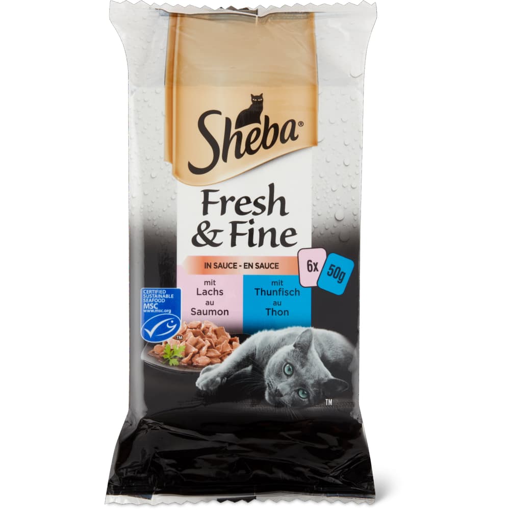 Sheba Fresh & Fine Häppchen in Sauce Lachs & Thunfisch