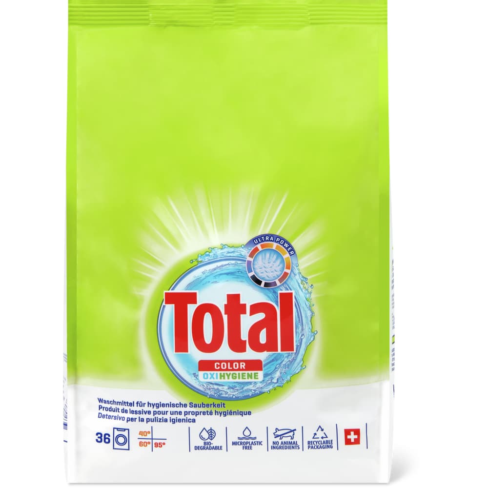 Total · Lessive en poudre · 36 cycles de lavage, Oxi Hygiene, Color ...