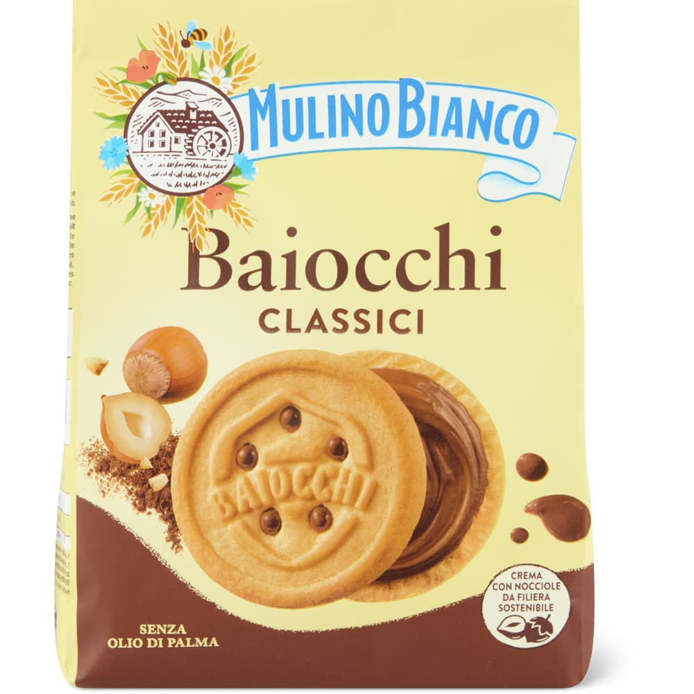 Mulino Bianco Baiocchi Classici con Crema alla Nocciola e Cacao