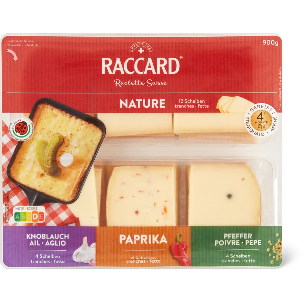 Raccard IP-SUISSE Raclette Family - 12x Nature, 4x Pfeffer, 4x Knoblauch, 4x Paprika