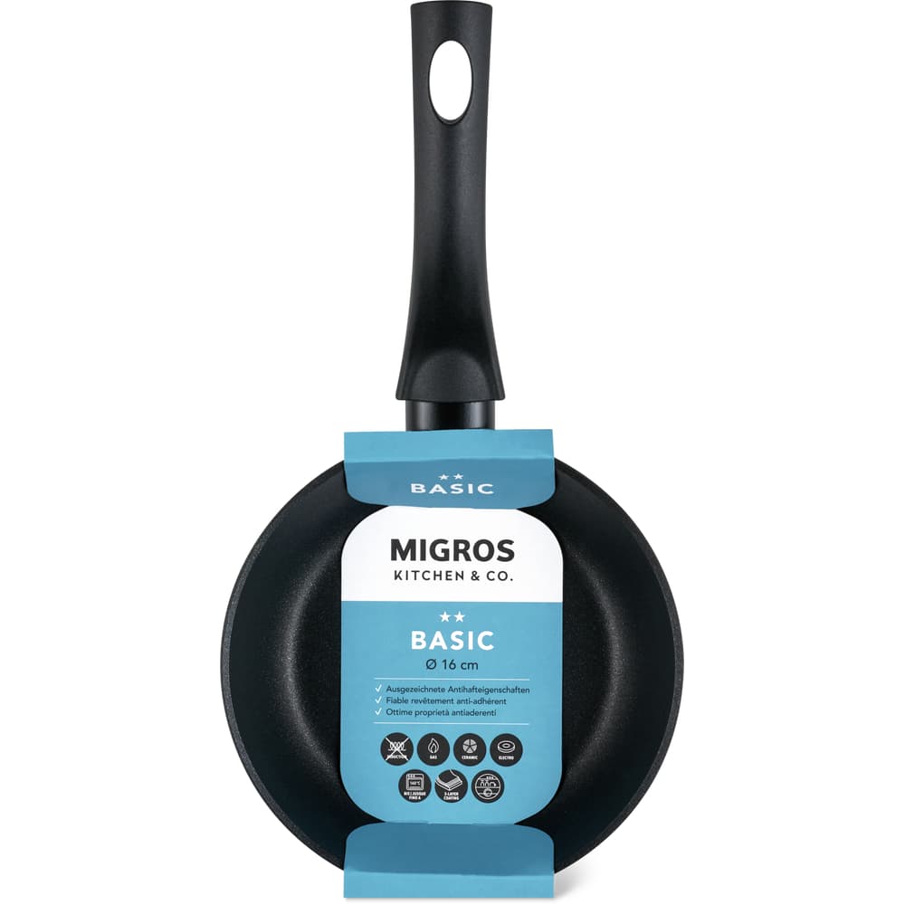 Migros Kitchen & Co. Basic Bratpfanne Ø 16 cm, flach, schwarz