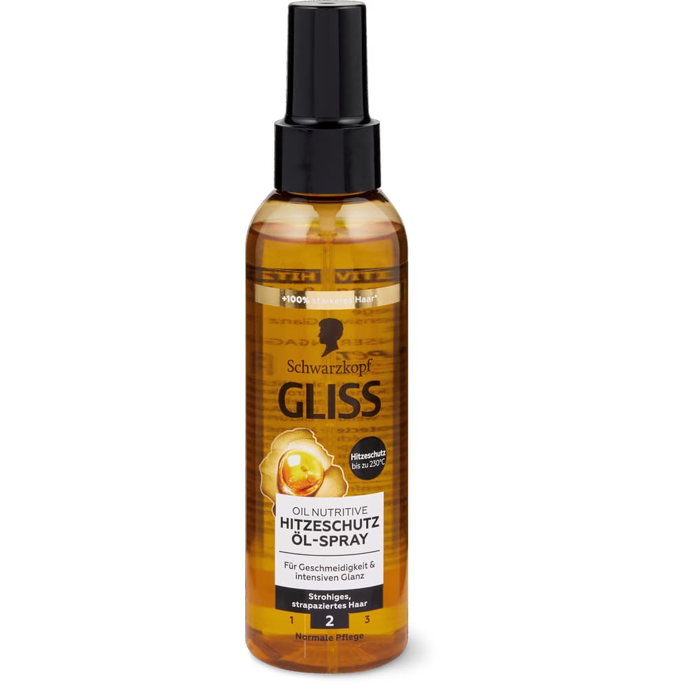 Gliss Oil Nutritive Hitzeschutz Öl Spray strohiges, strapaziertes Haar