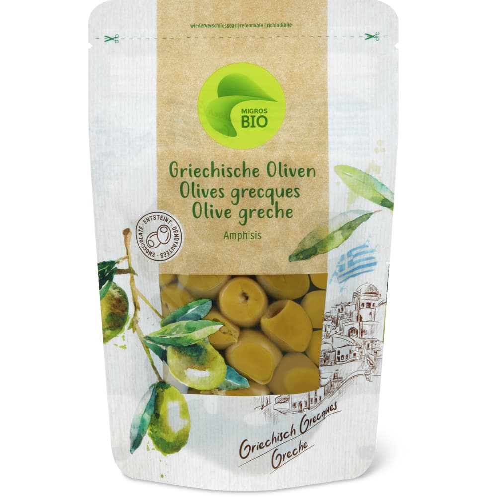 Migros Bio Griechische Oliven Amphisis, entsteint