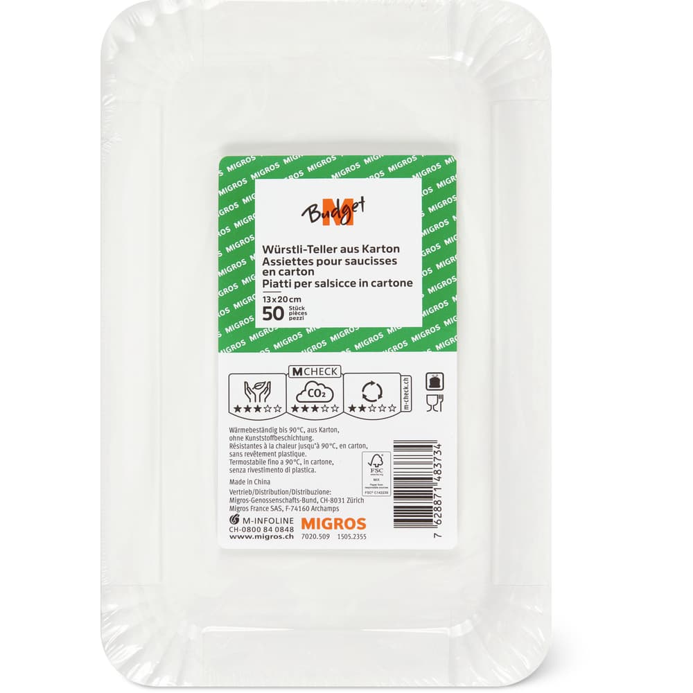 M-Budget Teller aus Karton für Würste