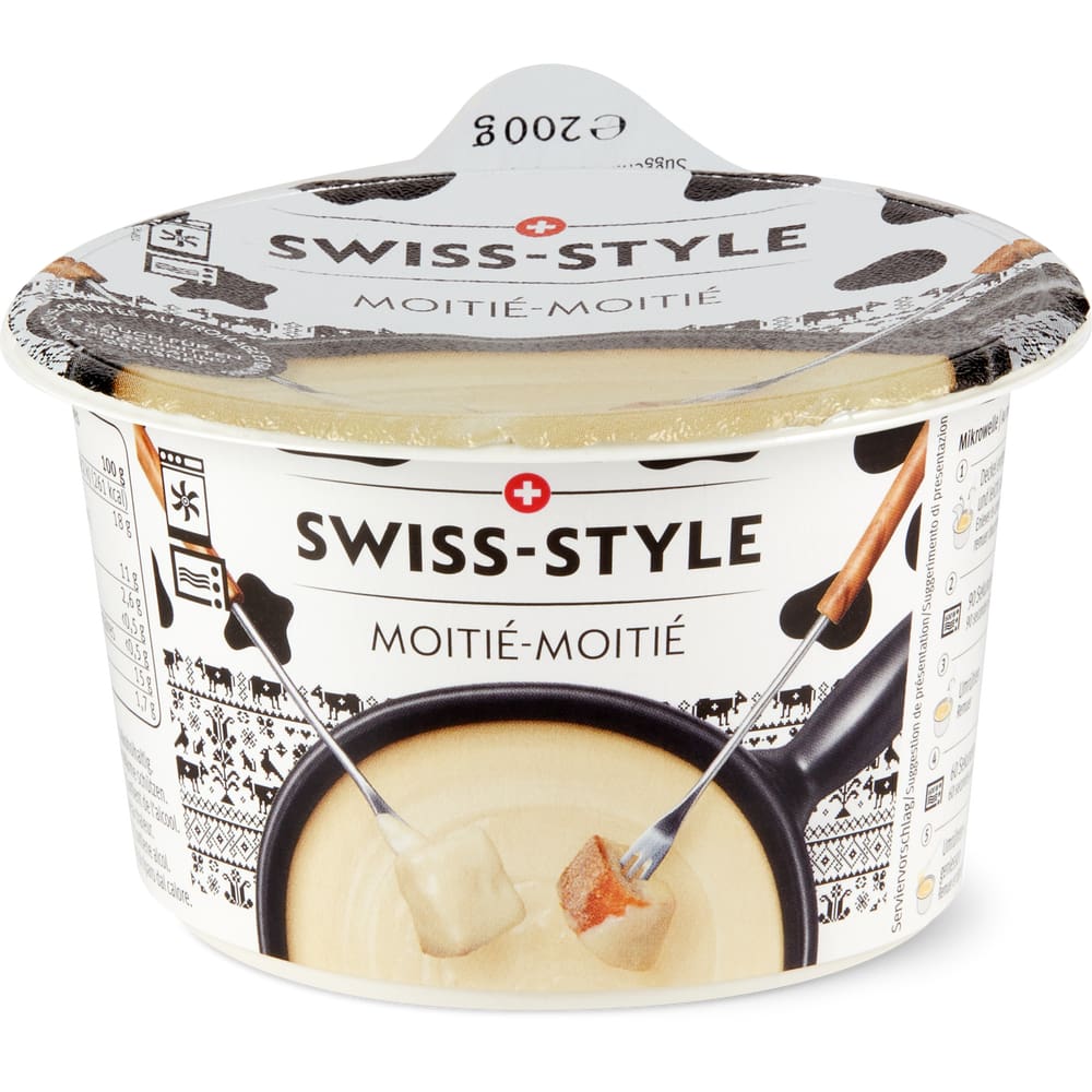 Swiss-Style Fondue Moitié-Moitié Mini halb freiburger Vacherin und halb Greyerzer / 1 Portion