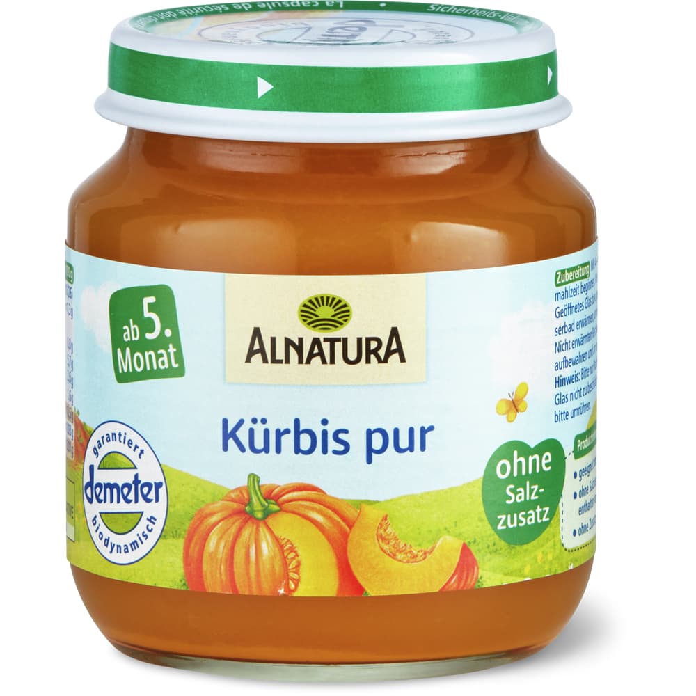 Alnatura Kürbis pur Brei Demeter, Bio, ab 5. Monat