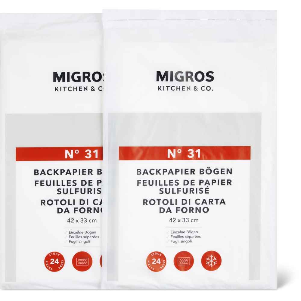 Migros Kitchen & Co. Backpapierbögen Duopack 42cm x 33cm