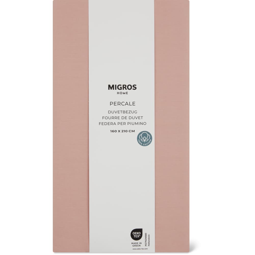 Migros Home Duvetbezug Percale 160x210cm, rosa
