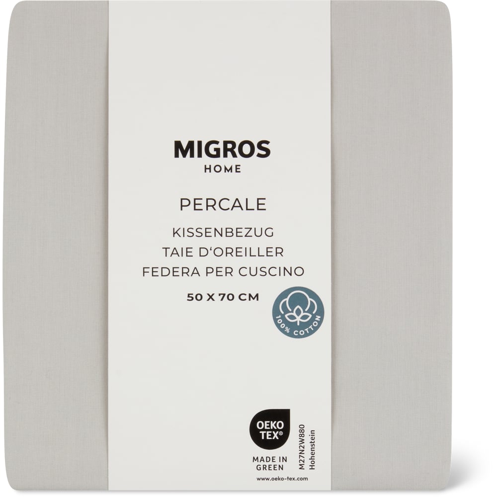Migros Home Kissenbezug Percale 50x70cm, hellgrau
