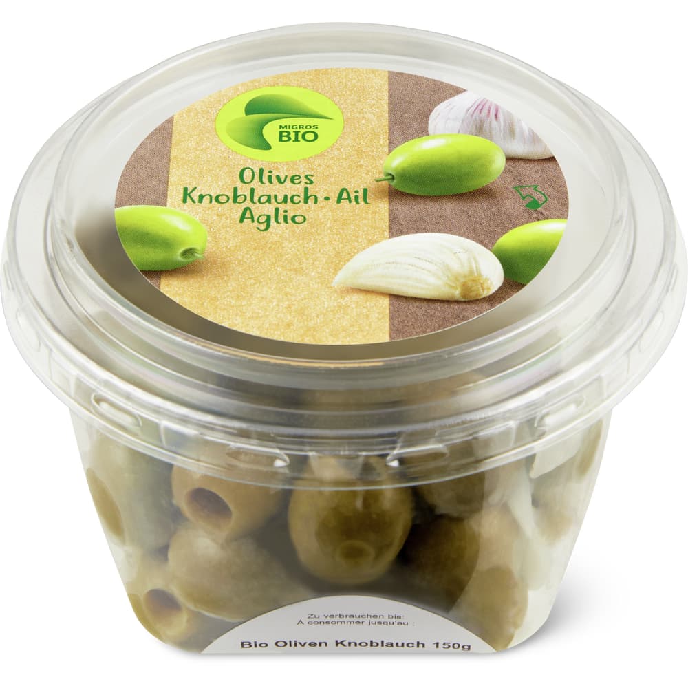 Migros Bio Oliven mit Knoblauch Entsteint