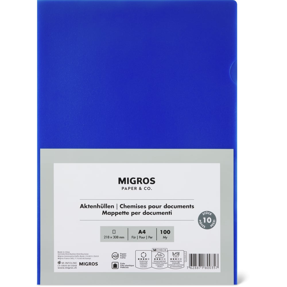 Migros Paper & Co. Aktenhüllen Blau