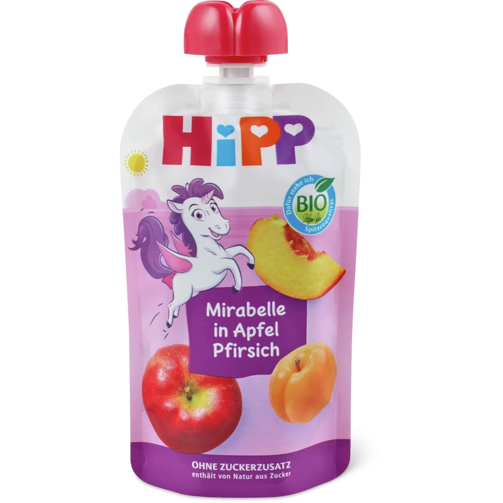 HiPP Bio Hippis · Squeeze pouches for babies mirabelle, apple