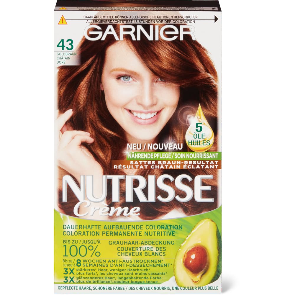 Garnier Nutrisse Crème Dauerhafte Haarfarbe 43 Goldbraun