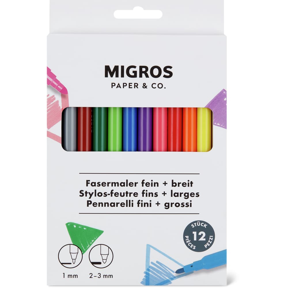 Migros Paper & Co. Fasermaler fein + breit 1mm & 2-3mm