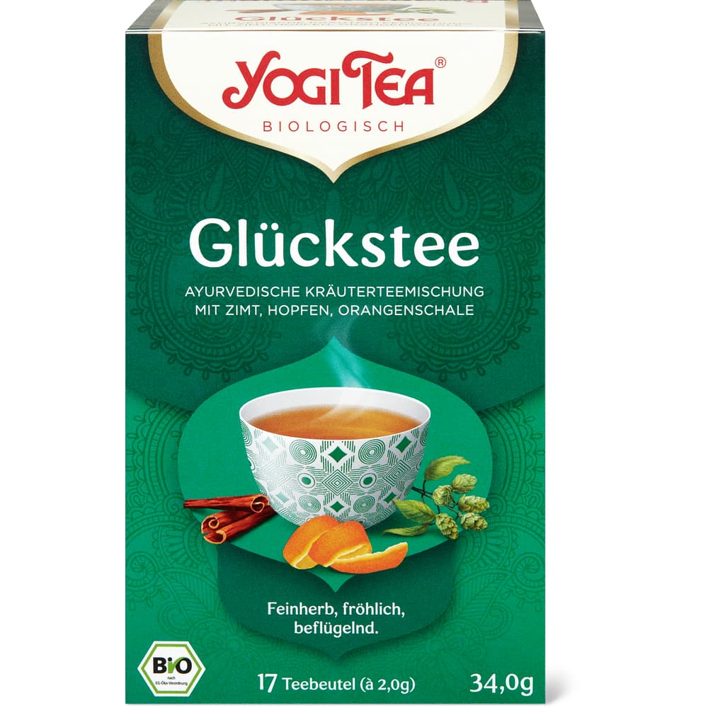 Yogi Tea Kräuter- und Gewürzteemischung, aromatisiert mit Frucht- und Gewürzeextrakt Glücks Tee