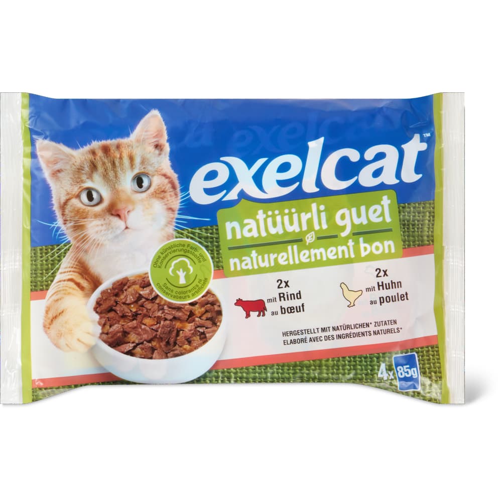 Exelcat Adult Häppchen in Sauce Rind, Huhn