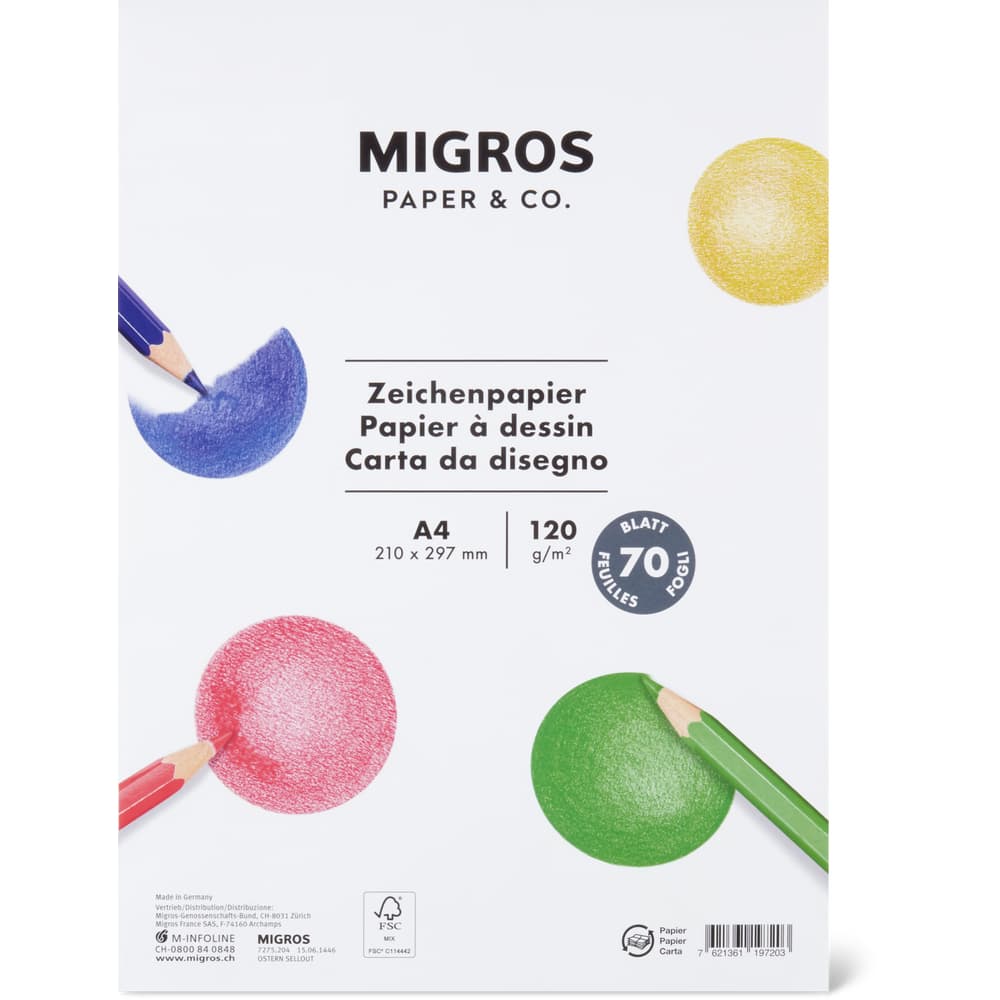 Migros Paper & Co. Zeichenpapier weiss A4